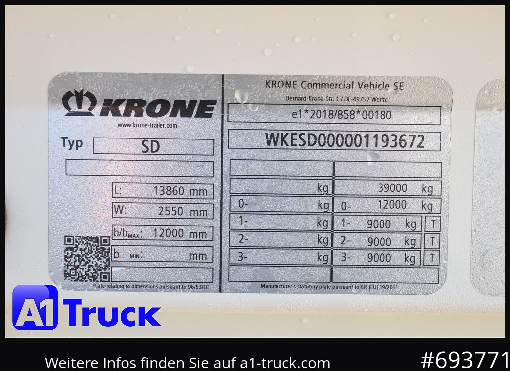 KRONE SD Koffer, Liftachse, Code XL, VDI 2700, SOFORT lizingą KRONE SD Koffer, Liftachse, Code XL, VDI 2700, SOFORT: foto 8