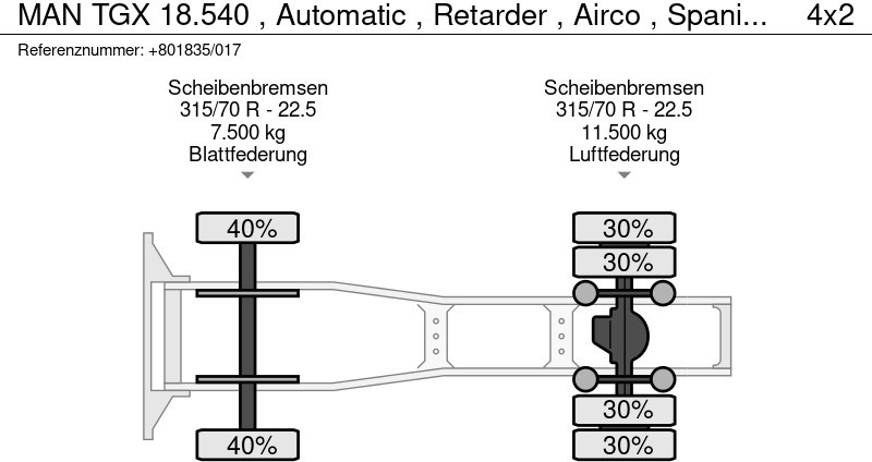 Vilkikas MAN TGX 18.540 , Automatic , Retarder , Airco , Spanish truck: foto 15