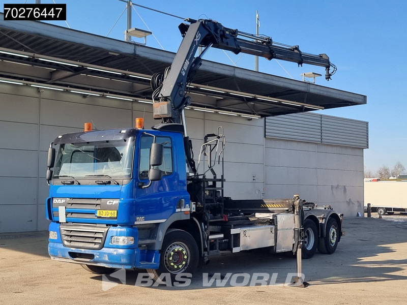 Hook-lift sunkvežimis, Sunkvežimis su kranu DAF CF85.410 6X2 NL-Truck Hiab 244 EP-3 Hipro Kran 28t Trans-Com chainlift Euro 5: foto 9