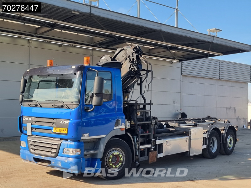 Hook-lift sunkvežimis, Sunkvežimis su kranu DAF CF85.410 6X2 NL-Truck Hiab 244 EP-3 Hipro Kran 28t Trans-Com chainlift Euro 5: foto 10