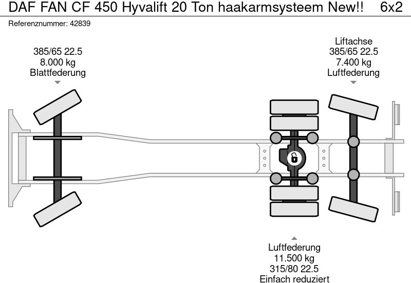 Nauja Hook-lift sunkvežimis DAF FAN CF 450 Hyvalift 20 Ton haakarmsysteem New!!: foto 19