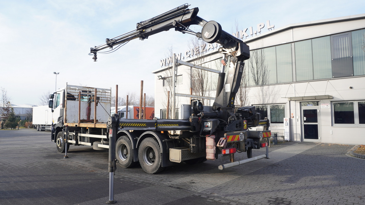 Miškovežis, Sunkvežimis su kranu pervežimui medienos RENAULT C430 / HIAB 244 EP-5 HIDUO crane 8400 kg 15 m / Platform with stanchions: foto 20