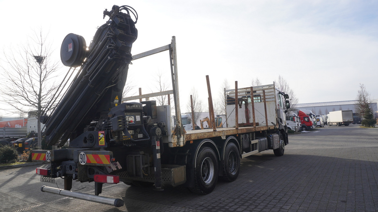 Miškovežis, Sunkvežimis su kranu pervežimui medienos RENAULT C430 / HIAB 244 EP-5 HIDUO crane 8400 kg 15 m / Platform with stanchions: foto 6