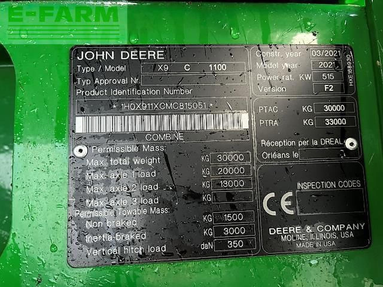 Derliaus nuėmimo kombainas John Deere x9-1100: foto 16