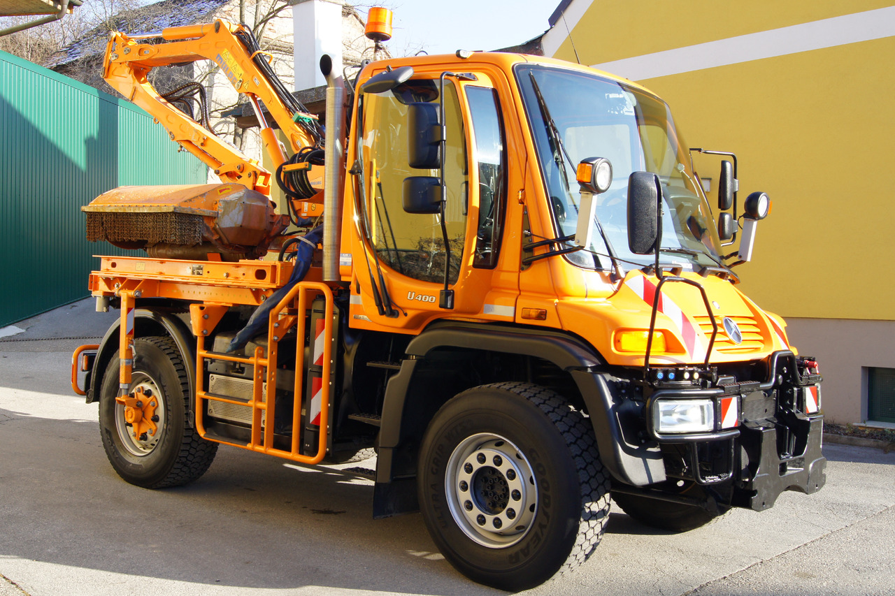 Savivartis sunkvežimis MERCEDES-BENZ Unimog U 400/Hydrostat/Mähtür +MULAG MHU 800: foto 7